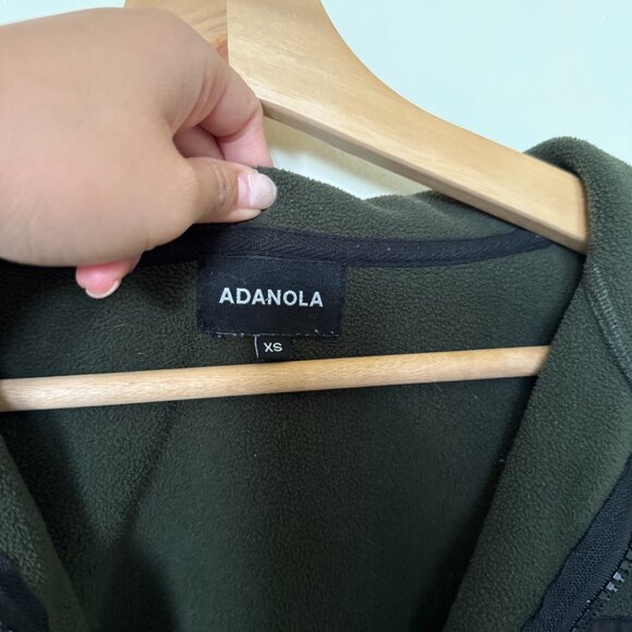 Adanola Olive Green Recycled Polyester Fleece Quarter Zip Sweater XS - Picture 5 of 8